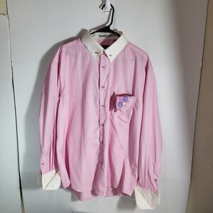 Avanti Uomo Pink With White Sleeves Matching Shirt, Hankerchief & Tie Set Size